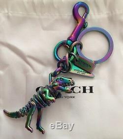 NWT Coach Anodized Rexy T-Rex Dinosaur Bag Charm Key Oil Slick 54993 in Gift Box