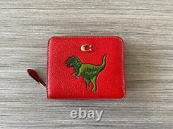 NWT Coach Billfold Wallet With Rexy T-Rex Dinosaur Brass / Sport Red CF832