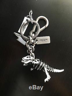 NWT Coach Dinosaur Rexy T-Rex Bag Charm KeyChain Silver 65133