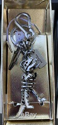 NWT Coach Dinosaur T-Rex Rexy Bag Charm KeyChain Fob Silver In Gift Box 65133