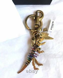 New Coach 29586 Glitter Metallic Rexy T-Rex Dinosaur Bag Charm Keychain Gift Box