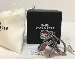 New Coach 54993 Anodized Rexy T-Rex Dinosaur Bag Charm Key Oil Slick In Gift Box