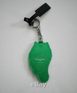 New SAINT LAURENT Green Leather T-REX DINO DINOSAUR Keychain Keyring Bag Charm