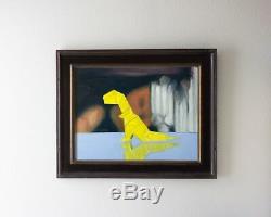 Original Oil Painting Framed Dinosaur Art, Origami Paper T-Rex, 18x24