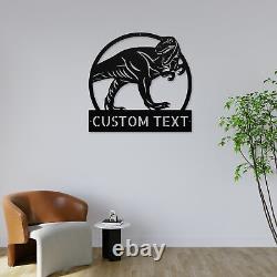 Personalized Dinosaur Metal Wall Art Sign Custom T-Rex Sign For Room Decor