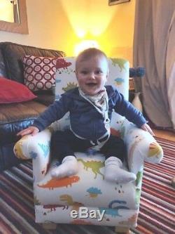 Prestigious Dinosaur Fabric Child's Chair Armchair Nursery Blue Green Kids Dino