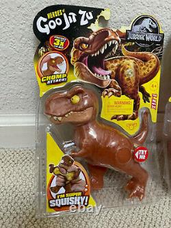 RARE! MYSTERY Goo Jit Zu Jurassic World Giganotosaurus Pyroraptor & T-Rex set