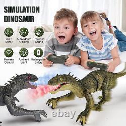 RC T-Rex Jurassic Dinosaur Robot LED Flame Spray Chomping Mouth Roaring Toy Fun