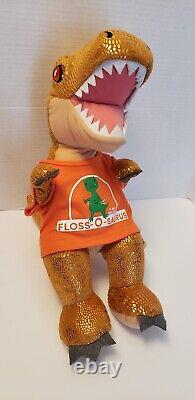 Rare Build A Bear T-rex Orlando Floss-o-Saurus Dinosaur Orange Sparkle Plush Toy