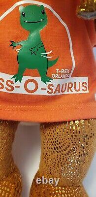 Rare Build A Bear T-rex Orlando Floss-o-Saurus Dinosaur Orange Sparkle Plush Toy