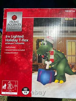 Rare Gemmy 9 T-Rex With Bone Dinosaur Christmas Lighted Airblown Inflatable