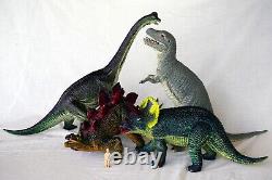Retro Large Dinosaur Toy Set T-rex, Brachiosaurus, Triceratops, Stegosaurus