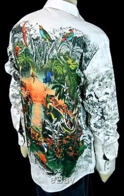 Robert Graham Lost Horizon NWT $298 T-Rex Dinosaur Embroidered Sport Shirt 2XL