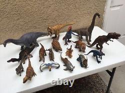 Schleich Lot of 18 Dinosaur Figures Many Retired T-Rex Triceratops Raptor