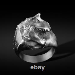 Silver Dinosaur Ring Mens Animal Ring Sterling T-Rex Ring 925k Mens Jewelry Gift
