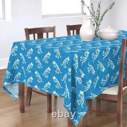 Spoonflower Cotton Tablecloth Blue Dinosaur Tyrannosaurus Rex Trex Dino Bones