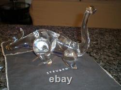 Steuben Glass Dinosaur T Rex Brontosaurus Signed Excellent Condition