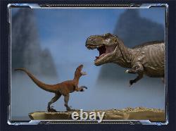 TONGSHIFU 1/20 T-Rex VS Atrociraptor Model Brass Dinosaur Statue Collector Decor
