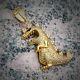 T Rex Dinosaur 2CT VVS1 Moissanite Necklace Pendant Charm 14k Yellow Gold Plated