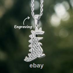 T Rex Dinosaur 2 CT Diamond Necklace Pendant With Chain 14k White Gold Finish