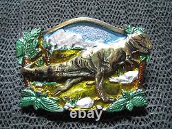 T Rex Dinosaur Belt Buckle! Vintage! Rare! Great American Buckle Co! 1988! USA