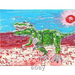 T-Rex Dinosaur Painting Trex in a Desert Artwork Oil Canvas Paintings Wall Art