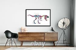 T-Rex Dinosaur Skeleton Trex Dino Watercolor Print Nursery Print For Kids-1125