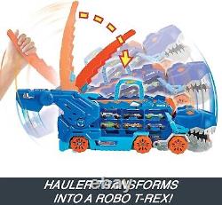 T Rex Hot Wheels Hauler Semi Garage Blue Dinosaur T Rex Stores 20 Cars Matchbox