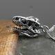 T-Rex Skull Necklace in Solid Sterling Silver Tyrannosaurus Rex Dinosaur 080