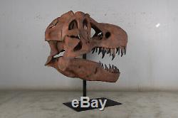 T-Rex Tyrannosaurus Dinosaur Giant skull fossil on stand