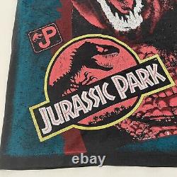 VTG Jurassic Park Dinosaur Movie Promo Shirt Mens Size XL All Over Print T Rex