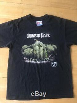 Vintage 1992 Jurassic Park T-Rex Dinosaur Eggs Hatching Black T-Shirt Youth L