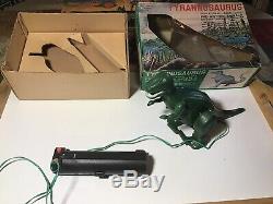 Vintage Battery Operated Remote T-Rex & Triceratops Dinosaurs 1970s Japan