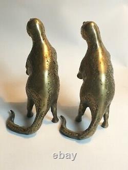 Vintage Brass Dinosaur Pair T-Rex