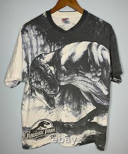 Vintage Jurassic Park Shirt Mens Sz L Crash McCreery T-Rex Single Stitch 1993