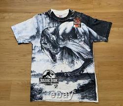 Vintage Jurassic Park T-Rex Shirt Mens Sz L Crash Art Tee Hanes 1993