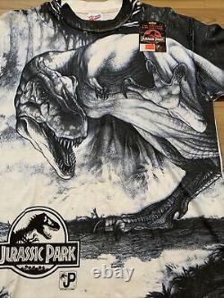 Vintage Jurassic Park T-Rex Shirt Mens Sz L Crash Art Tee Hanes 1993