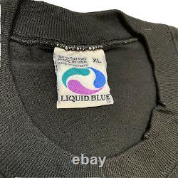 Vintage Liquid Blue Dinosaur T-Rex Jurassic T-Shirt Mens XL Black Single Stitch