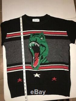 Yves Saint Laurent Paris Wool T Rex Dinosaur Sweater Mens Size XS Made In Italy